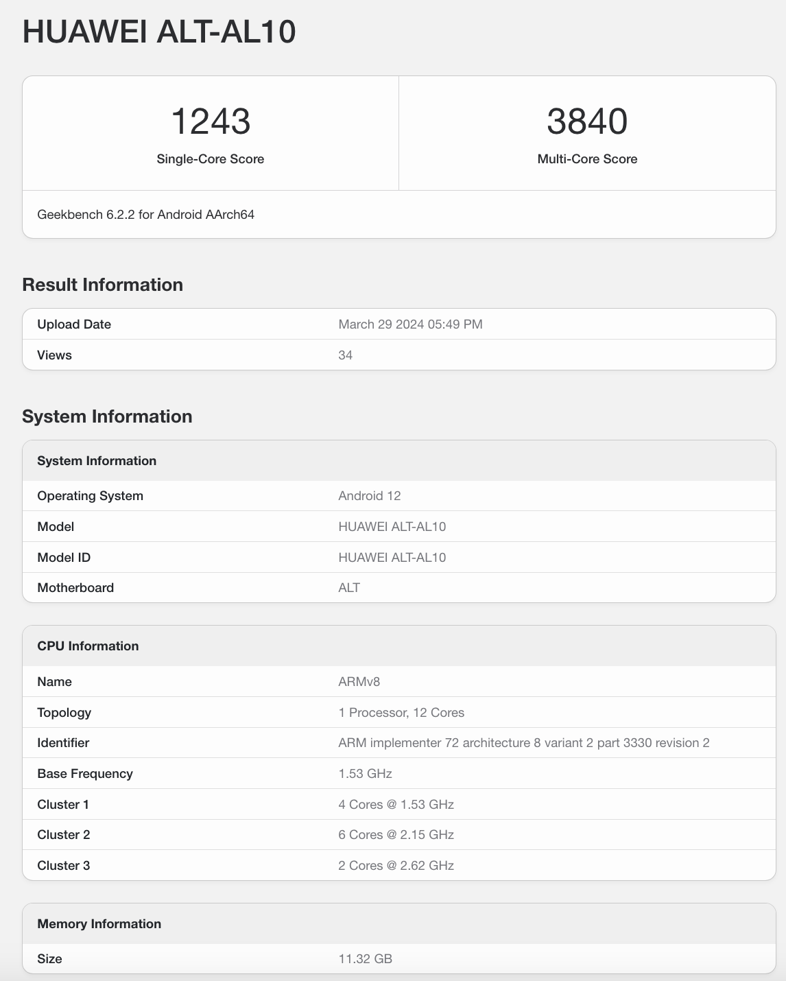 Huawei P70 Geekbench Skoru ve Özellikleri