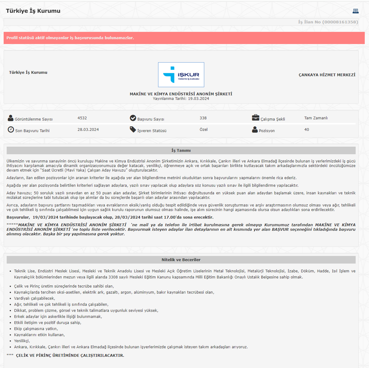 MAKİNE VE KİMYA ENDÜSTRİSİ ANONİM ŞİRKETİ