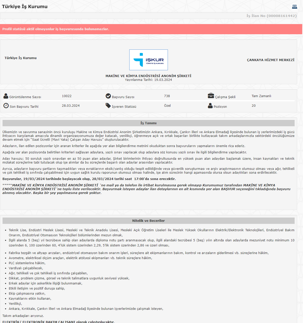 MAKİNE VE KİMYA ENDÜSTRİSİ ANONİM ŞİRKETİ