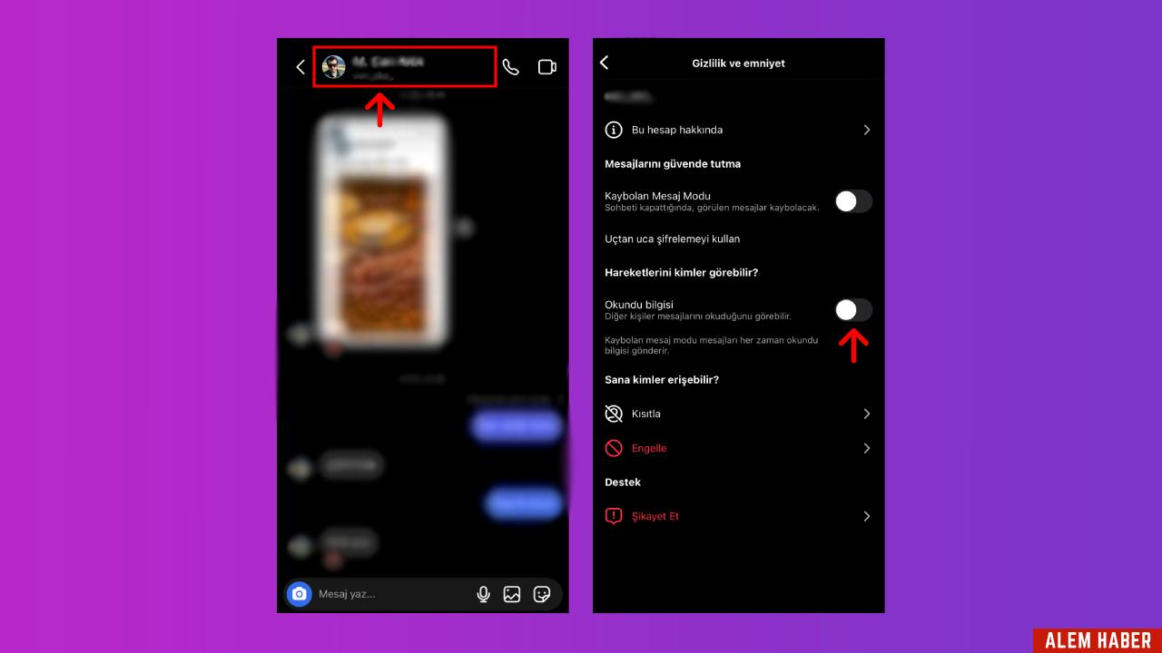 Instagram Görüldü Bilgisi Kapatma