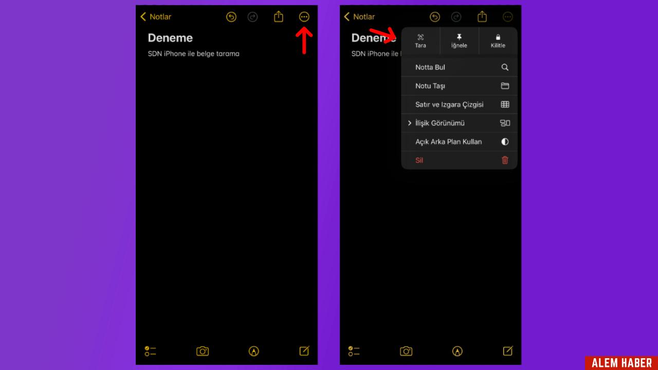 Dosyalar Uygulaması Üzerinden Belge Tarama