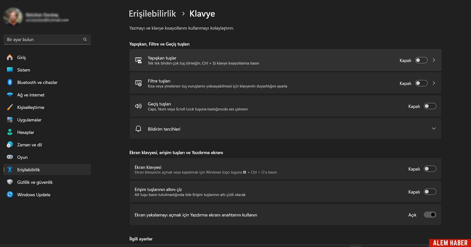 Windows 11 Yapışkan Tuşları Nasıl Kapatılır?