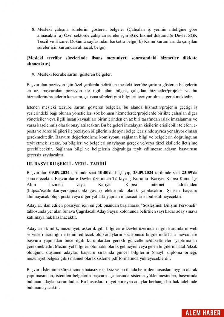 İŞKUR Personel Alımı İlanı Detayları