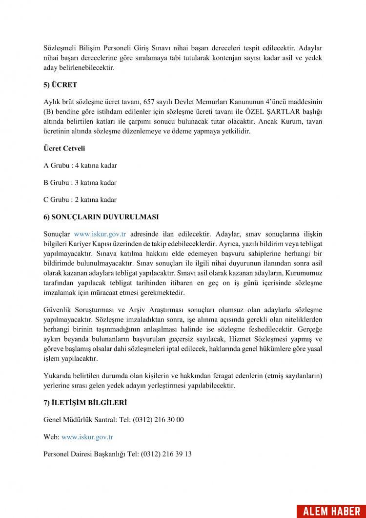 İŞKUR Personel Alımı İlanı Detayları
